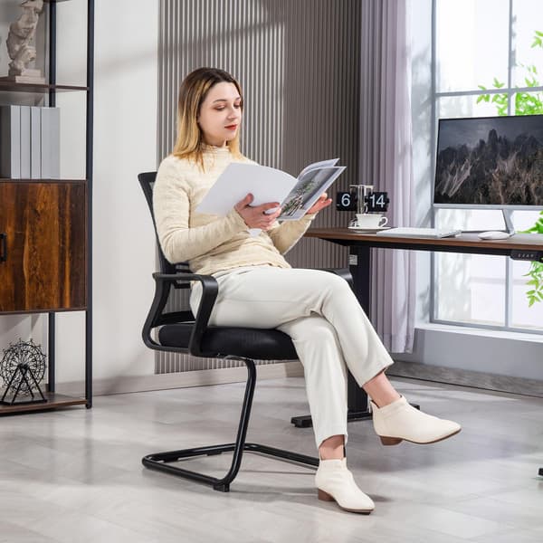Ergonomisk netstol, skum, metalben, sort