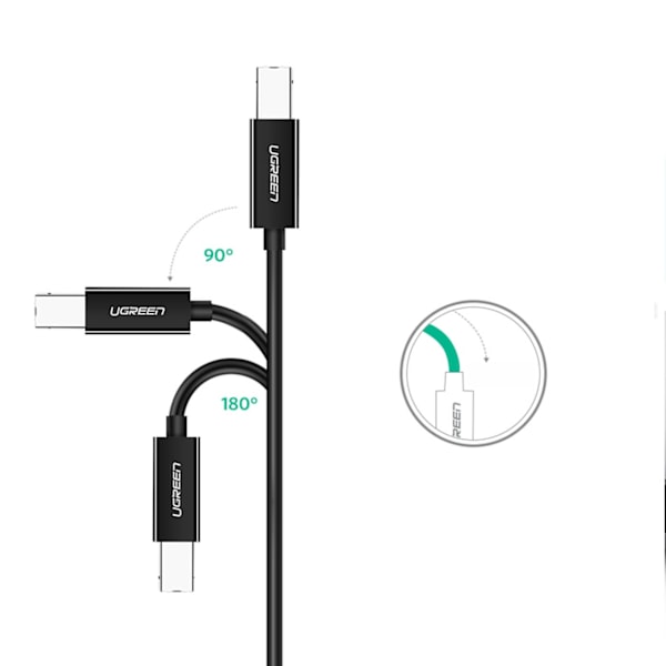 Printerkabel USB-C - USB-B 480Mb/s 2m sort