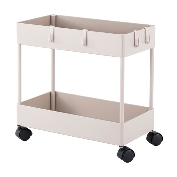 2-lags serveringsvogn med hjul, beige