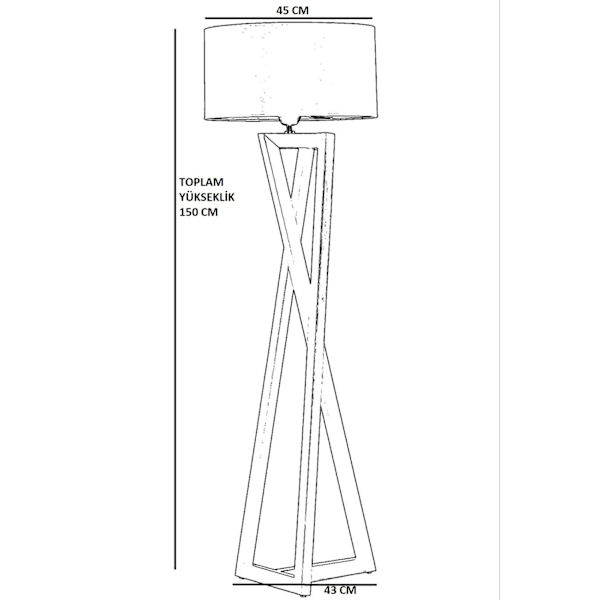 Gulvlampe Maçka Siyah Silindir Rattan Abajurlu Lambader