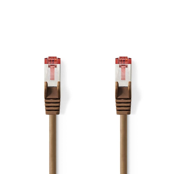 CAT6 Nätverkskabel | RJ45 hane | RJ45 hane | S/FTP | 7.50 m | Rund | LSZH | Brun | Plastpåse