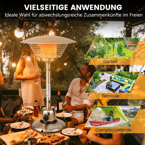Terrassevarmer til bordplade, 3200W, rustfrit stål, sikker