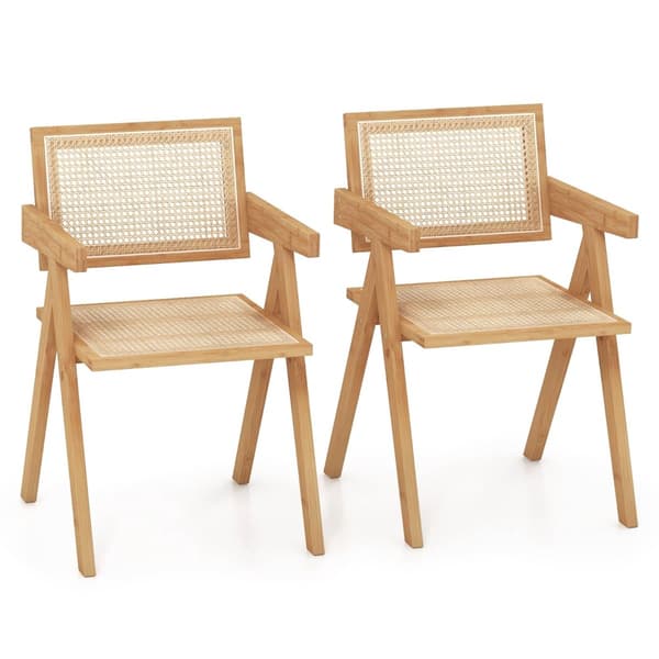 Matstolsset om 2, bambu och rotting, 50x52x81 cm