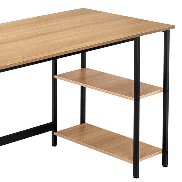 Loftdatorskrivbord med hyllor, modern ekfinish