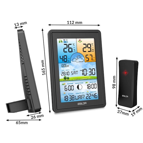 Vejrstation med display BD-906 sort