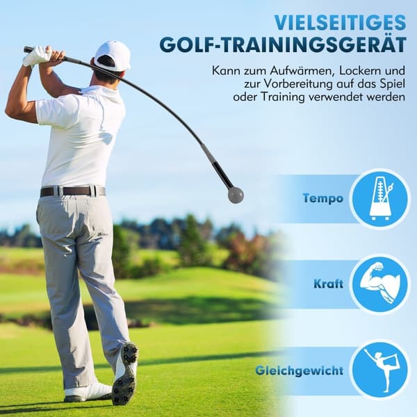 Golf Swing Trainer Aid, 120 cm, painotettu pää, harmaa