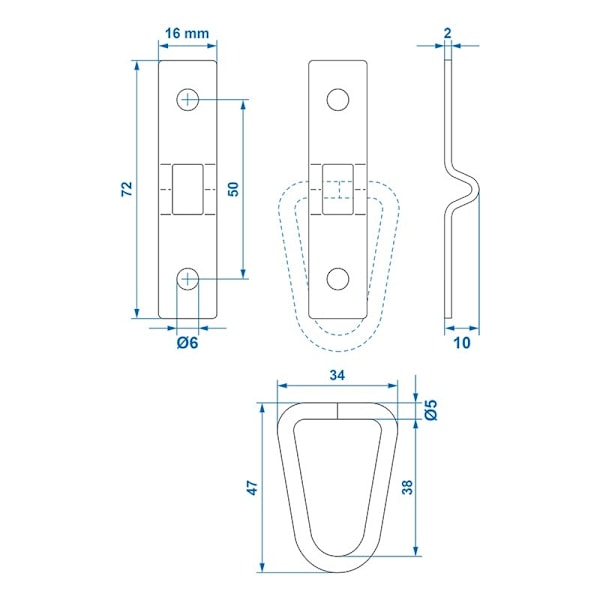 Lastsurring D-ring 2 dele 72 x 16 mm