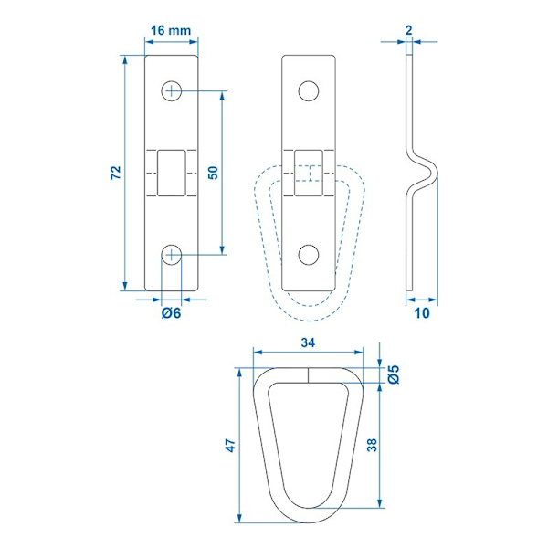 Lastsurrning D-ring 2 delar 72 x 16 mm