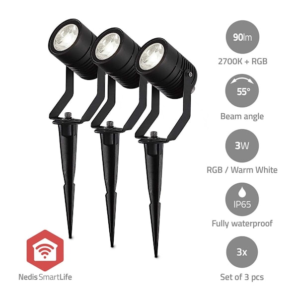 Smartlife Outdoor Light | 3 x 90 lm | Zigbee 3.0 | 3 x 3 W | RGB | 2700 K | Alumiini | Android™ / IOS musta