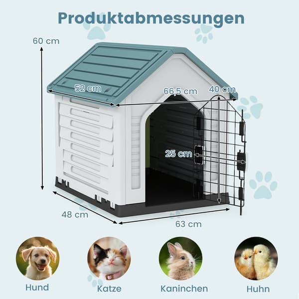 Plasthundkoja med låsbar dörr och ventilation