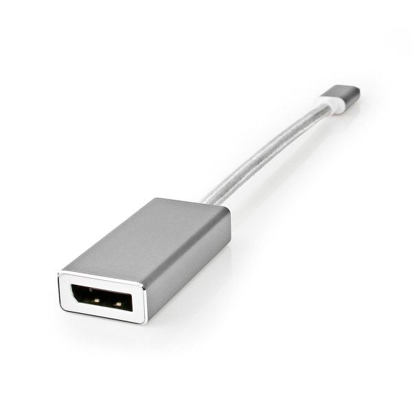 USB-C™ Adapter | USB 3.2 Gen 1 | USB-C™ Han | DisplayPort Hun | 0.20 m | Runde | Guldplateret | Flettet / Nylon | Sølv | Cover Window Box