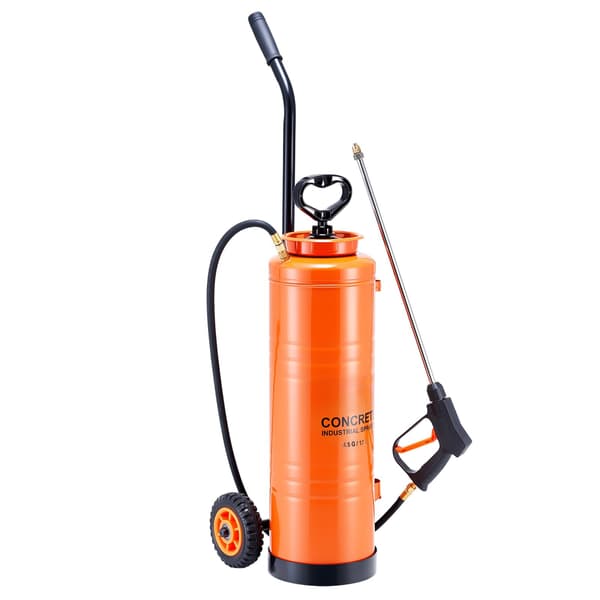 Betonsprøjte, 17L 304 rustfrit stål, vogn, 1,2-3m slange