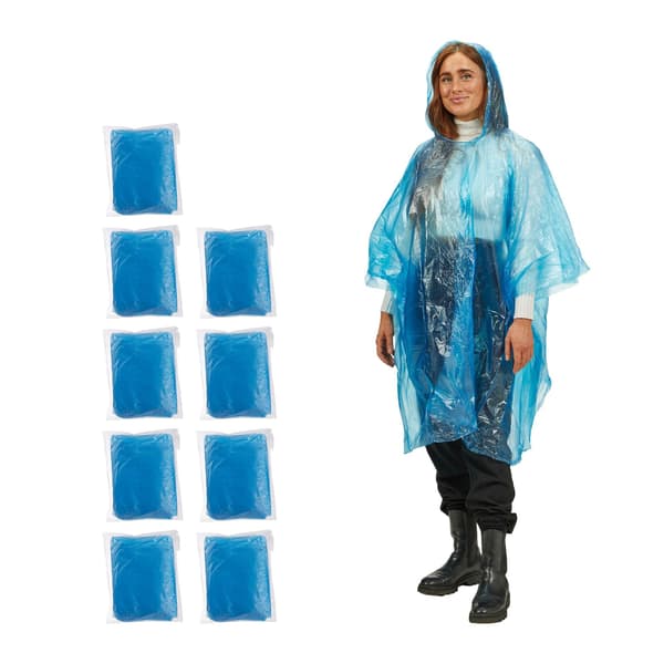 Engangs poncho sæt med 10 stk Blue one size