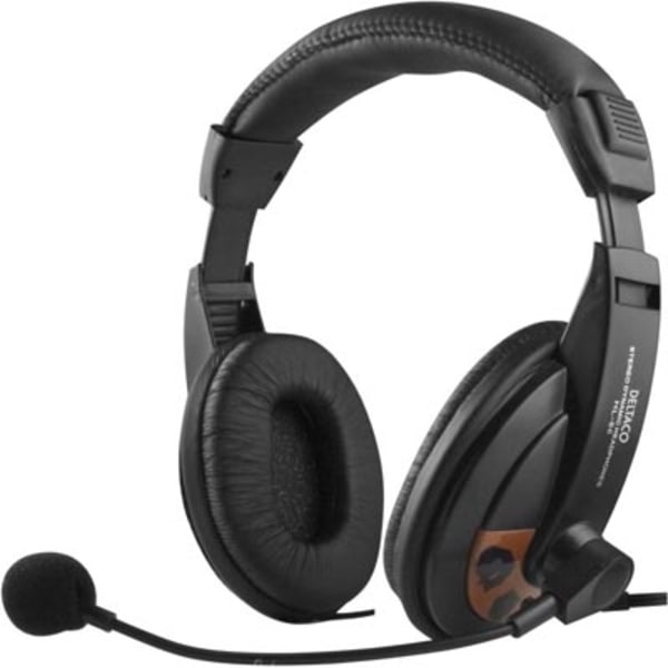 DELTACO headset, stängt, svart