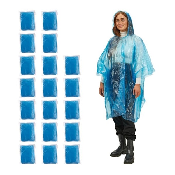 Kertakäyttöinen sadeponcho, 20 kpl