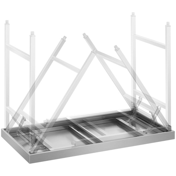 Spisebord i rustfrit stål, foldbart, 100 x 60 cm