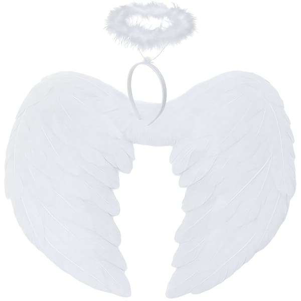Änglavingar med gloria-set, 45x35 cm, vit