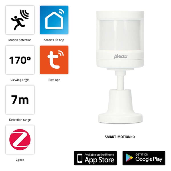 Smart Zigbee bevægelsessensor, 7m rækkevidde, 170° vinkel