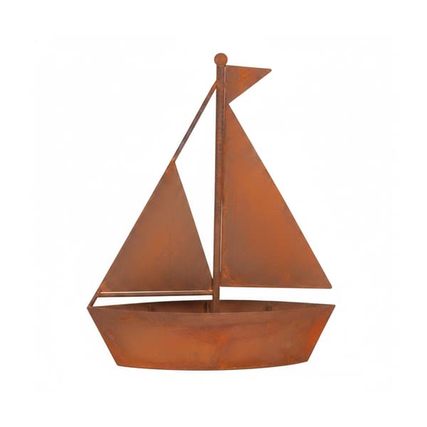 Skeppsformad metallkruka – Rustik rostpatina