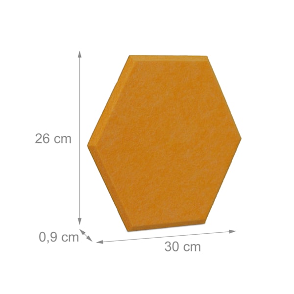 Gula hexagoner för stiftbräda med filt - 6 st