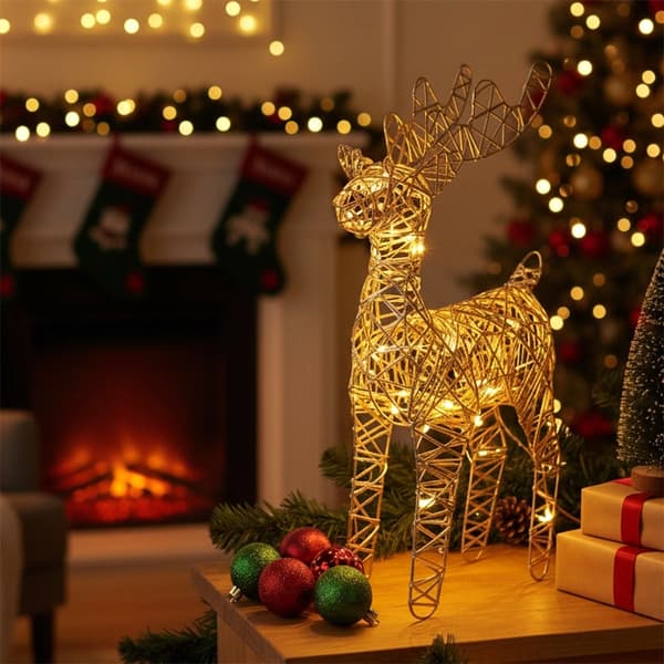 LED Renfigur, Guld, 34 cm, Timerfunktion