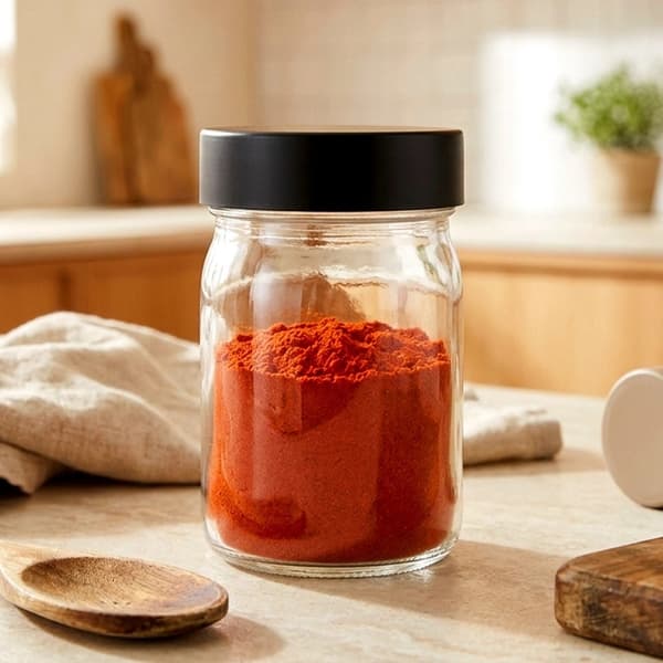Förvaringsburk i glas med svart lock, 250 ml