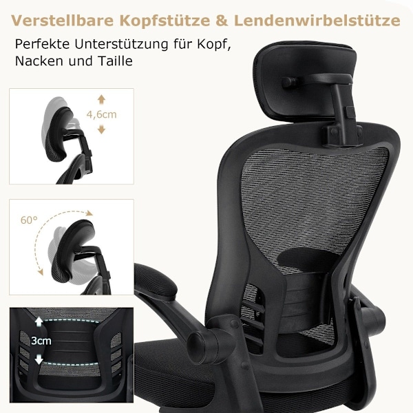 Ergonomisk kontorsstol i mesh med gungande ryggledarstol vridbar PC-stol
