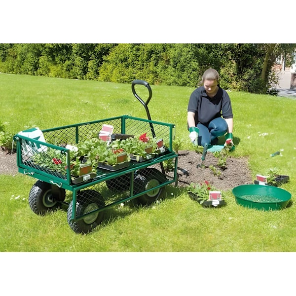 Puutarhakuljetuskärry, 200 kg, avattavat sivupaneelit, suuret puhallettavat pyörät, MultiGarden
