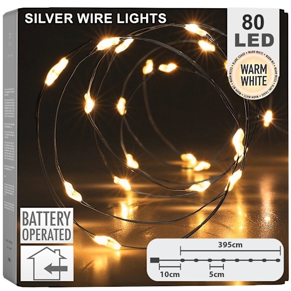 Juletræslys ledning 80 LED, 395 cm