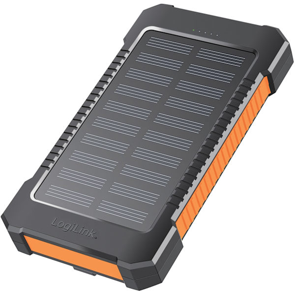 PowerBank 6.000 mAh 10W Solcell Svart/Orange Svart