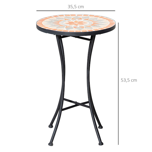 Sidebord Havebord Blomsterskammel Ø35,5 Cm Rund Vejrbestandig Til Haveterrasser Altan Gul + Grå