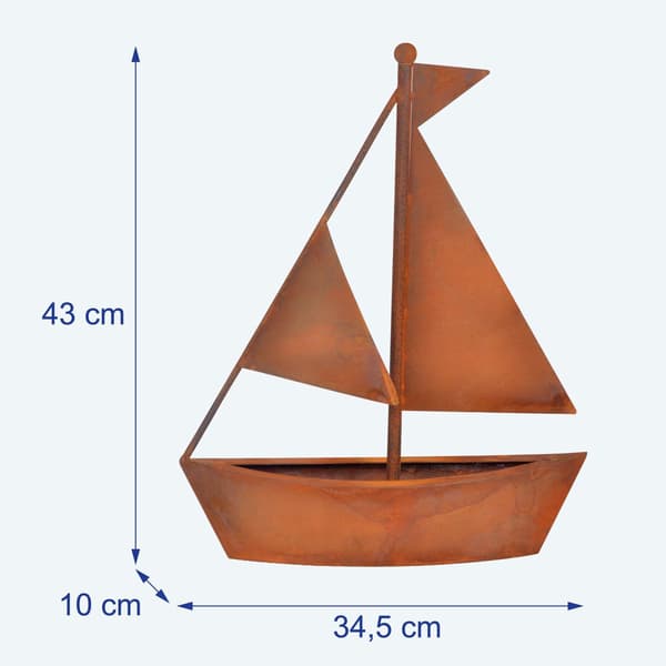 Skeppsformad metallkruka – Rustik rostpatina