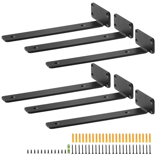 Flytande hyllkonsoler, 6-pack, 25 cm, 74 kg