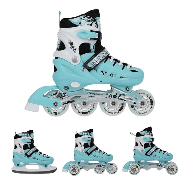 Inline/skøjter, 4-i-1, størrelse M (35-38), Mint