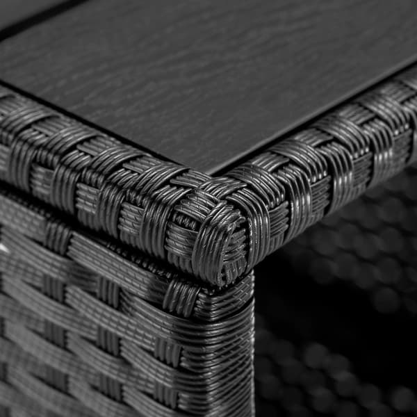 Polyrattan havesidebord, sort, 45x45x40cm, WPC bordplade