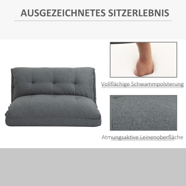 Gulvstol 2-i-1 Gulv Sovesofa Sovesofa 13 Positioner Justerbart ryglæn til stue Linned 100 x 71 x 54 cm Grå