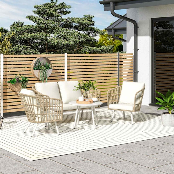 Havemøbelsæt af polyrattan loungesæt med 2 sofastole bordhynder vejrbestandig siddegruppe til 4 personer udendørs altanmøbelsæt havemøbler til have al