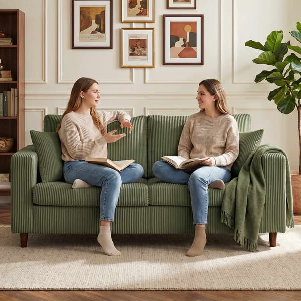 2-sits grön manchestersoffa med djup dämpning
