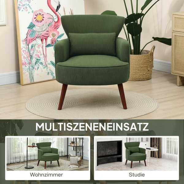 Grøn Corduroy Wingback stol – High-Density Foam, 18 cm polstring