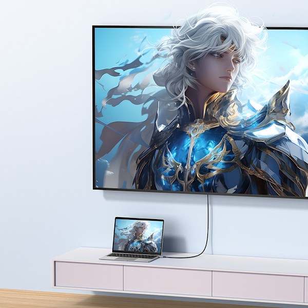 USB-C - HDMI kabel 8K 60Hz fleksibelt holdbart 1,5m sort