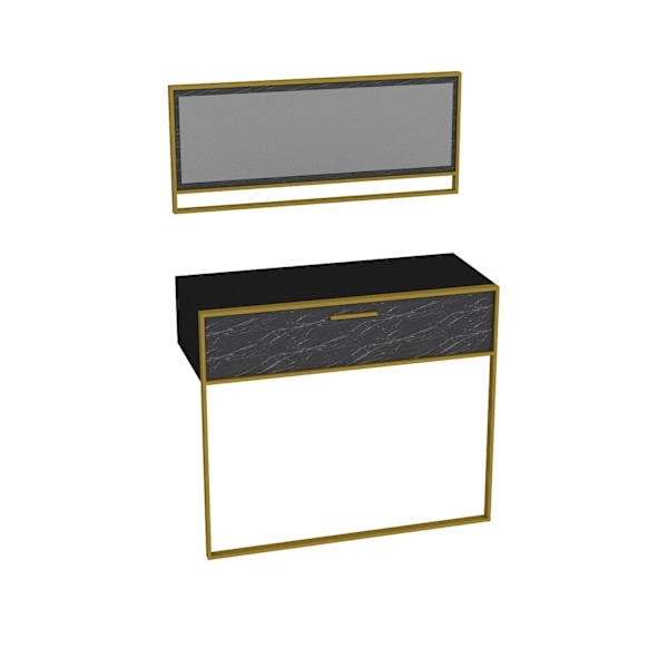 Sideboard Polka Aynalı - Svart