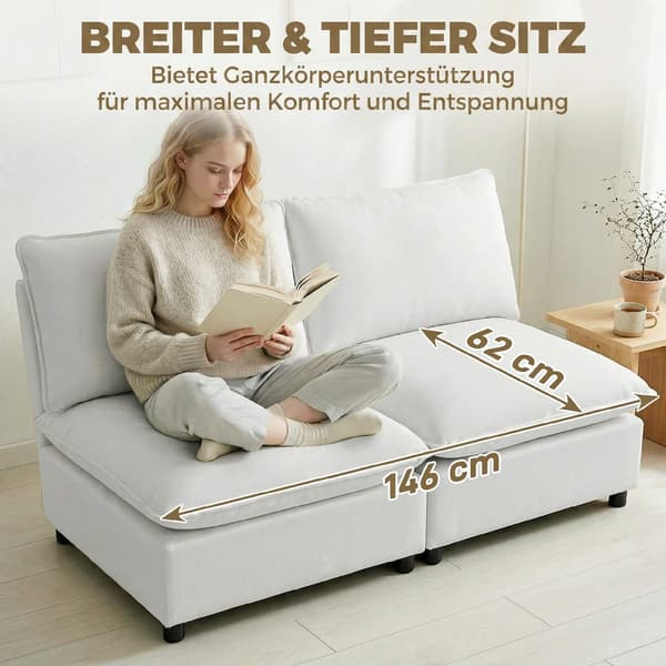 2-sits modulsoffa, 146 cm konstläder, grå