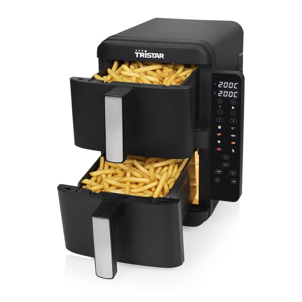 Stapelbar airfryer med dubbla korgar, 2 x 4,5 l med synkroniseringsfunktion