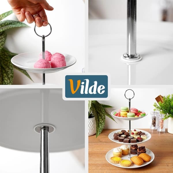 3-lags kagefad i porcelæn, hvid, 34 cm