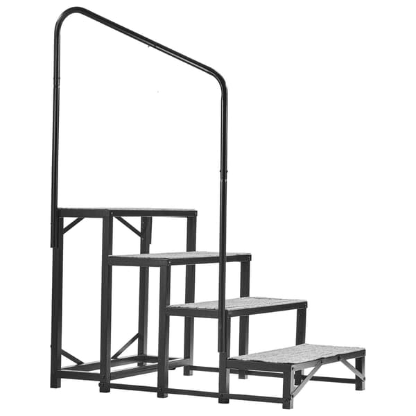 Husbilstrappa med ledstång, 4 steg, 300 kg, halkfri