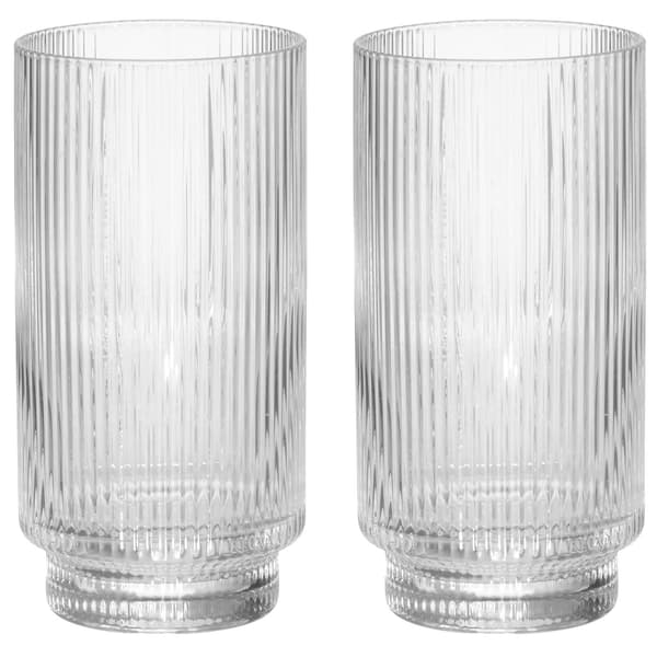 Dricksglas, räfflat klarglas, 49 cl, 2-pack
