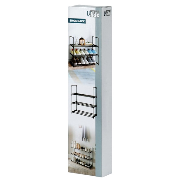 Skohylde metal sort 3-plan 57x28x55 cm