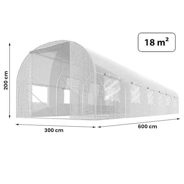 Drivhustunnel Folie 3x6m (18m²) Hvid fra Plonos