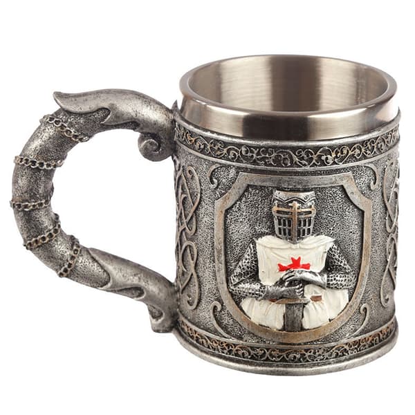 Crusader Knight Tankard - Rustfrit stål, 16 oz Kapacitet
