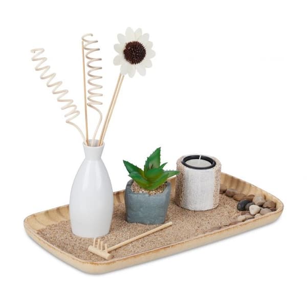 värmeljushållare set med zen trädgård